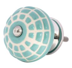Sea Green Spider Net Etched  Ceramic Drawer Knobs